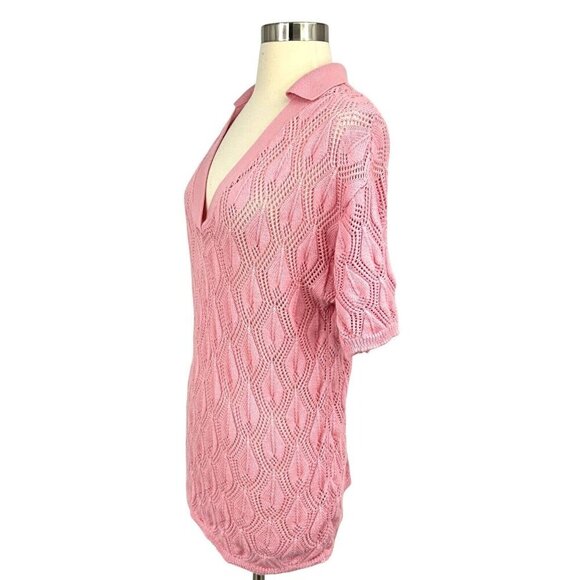Me369 Poppy V-Neck Pink Knitted Shirt Size XS / S V Neck Here Comes The Sun - Picture 4 of 9